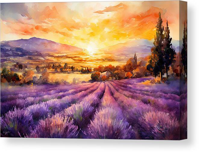 Lavender Canvas Print featuring the painting Lavender Sway - Lavender Art - Lavender Expressionist by Lourry Legarde