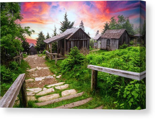 Barns Canvas Print featuring the photograph Le Conte Lodge Cabins by Debra and Dave Vanderlaan