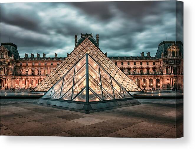 Paris Canvas Print featuring the photograph Le Louvre by Manjik Pictures