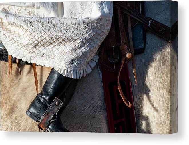 Cowgirl Canvas Print featuring the photograph Leather and Lace by Pamela Steege