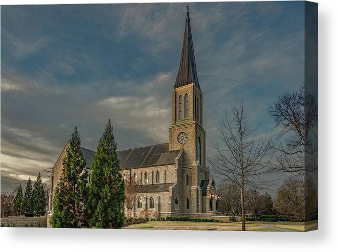 Lee University Canvas Print featuring the photograph Lee University Chapel at First Light by Marcy Wielfaert