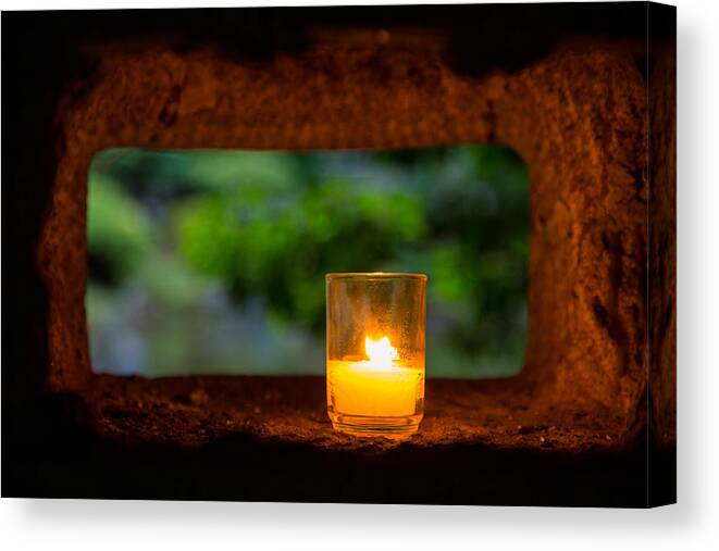 Japanese Garden Lantern Canvas Print featuring the photograph Light in the darkness by Kunal Mehra