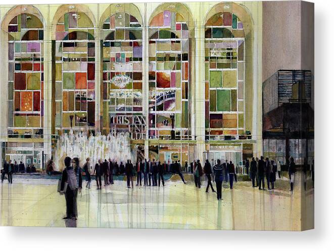Lincoln Center Canvas Print featuring the painting Lincoln Center 2020 by Dorrie Rifkin