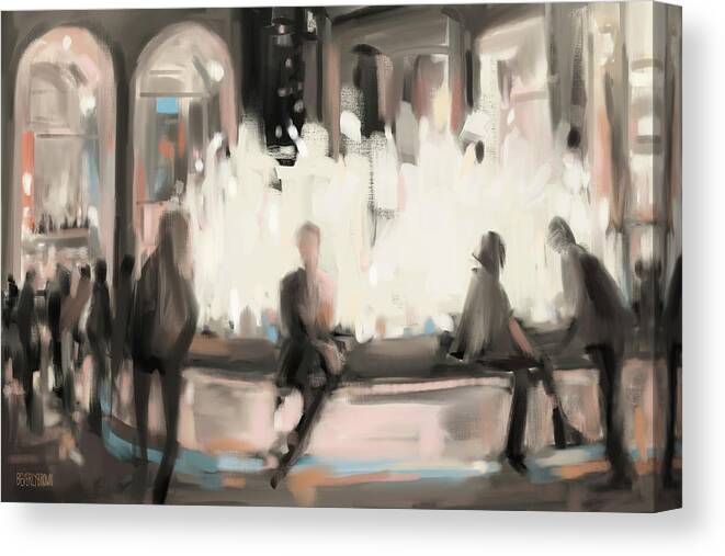 Lincoln Center Canvas Print featuring the painting Lincoln Center Evening by Beverly Brown