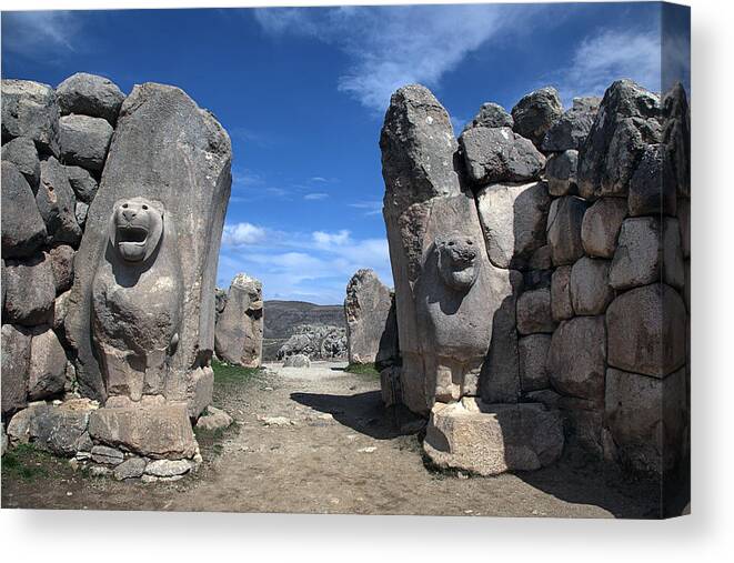 Tranquility Canvas Print featuring the photograph Liongate in Hattusa by Izzet Keribar