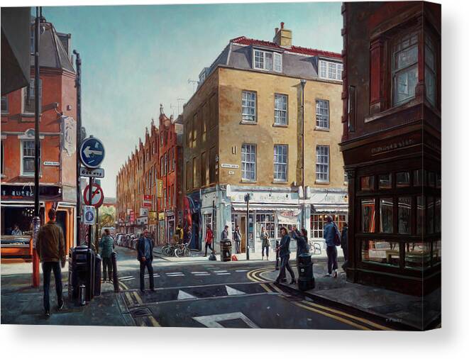 London Canvas Print featuring the painting London Brick Lane by Martin Davey