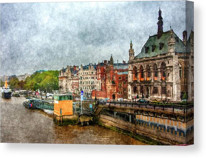 London Canvas Print featuring the digital art London upon the Thames by SnapHappy Photos