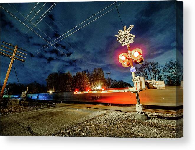 Train Canvas Print featuring the photograph Long Exposure of a Train Passing by Dave Morgan