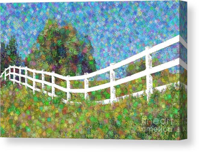 Fence Canvas Print featuring the photograph Long White Fence by Katherine Erickson