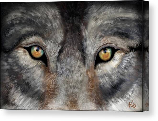 Wolf Canvas Print featuring the digital art Look Into My Eyes by Norman Klein