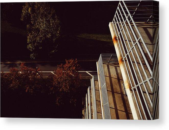Parking Garage Canvas Print featuring the photograph Looking Down by Ada Weyland
