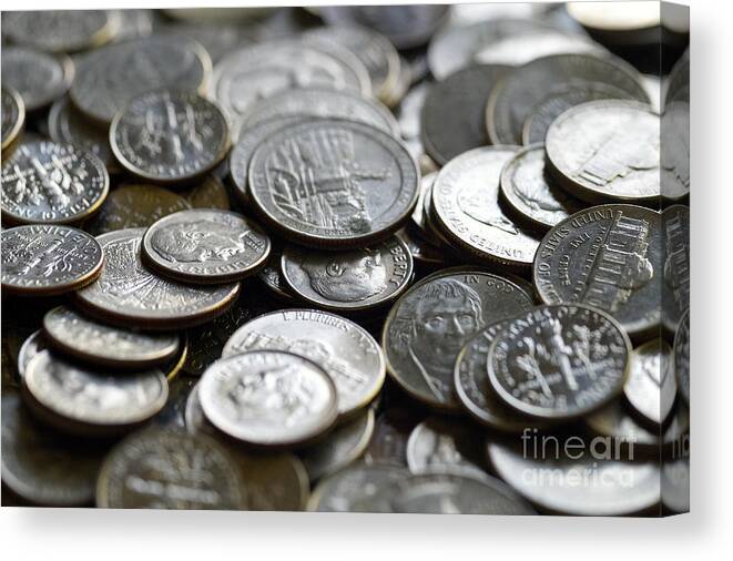 Coins Canvas Print featuring the photograph Loose Change by Phil Perkins