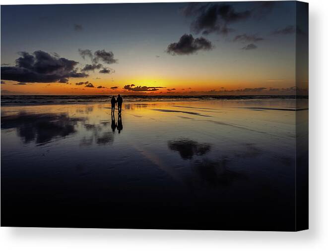 Ocean Canvas Print featuring the photograph Love at Sunset by Steven Reed