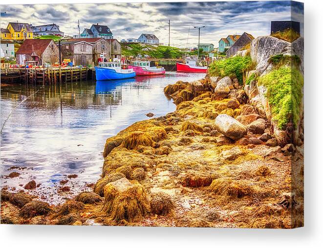 Peggy's Cove Canvas Print featuring the photograph Low Tide at Peggy's Cove 3 by Tatiana Travelways