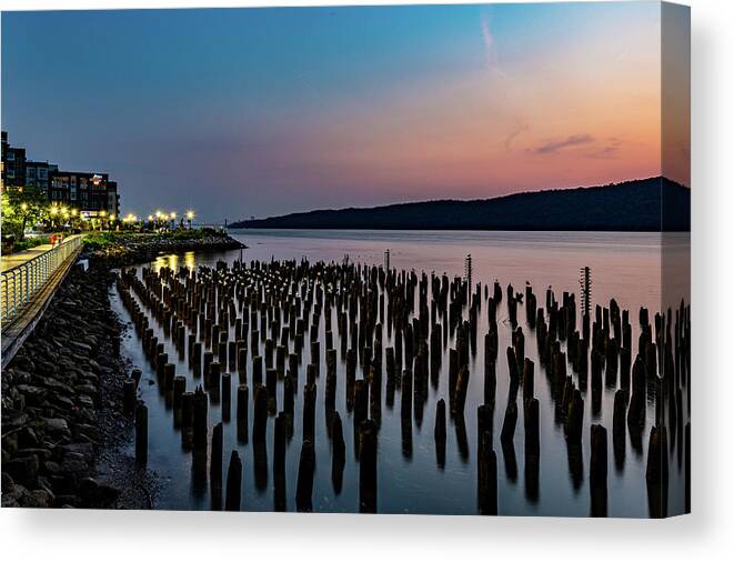 George Washington Bridge Canvas Print featuring the photograph Low Tide on the Hudson by Kevin Suttlehan