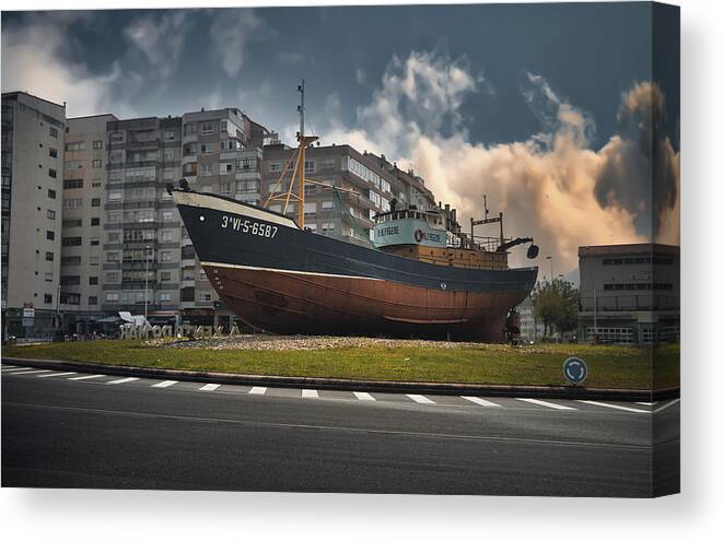 Vigo Canvas Print featuring the photograph Low tide on the roundabout by Micah Offman