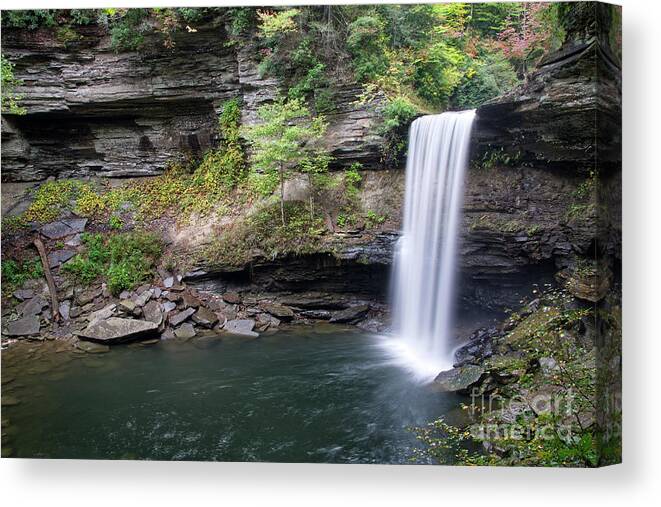 Greeter Falls Canvas Print featuring the photograph Lower Greeter Falls 10 by Phil Perkins