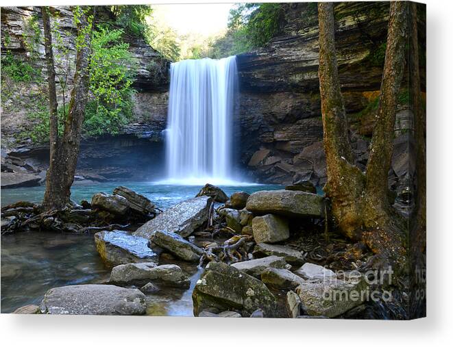 Greeter Falls Canvas Print featuring the photograph Lower Greeter Falls 3 by Phil Perkins