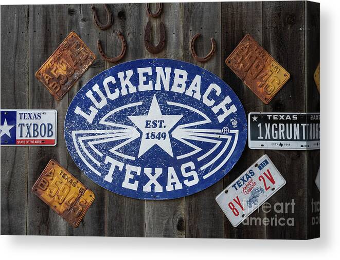 Luckenbach Sign Canvas Print featuring the photograph Luckenbach Sign by Bee Creek Photography - Tod and Cynthia