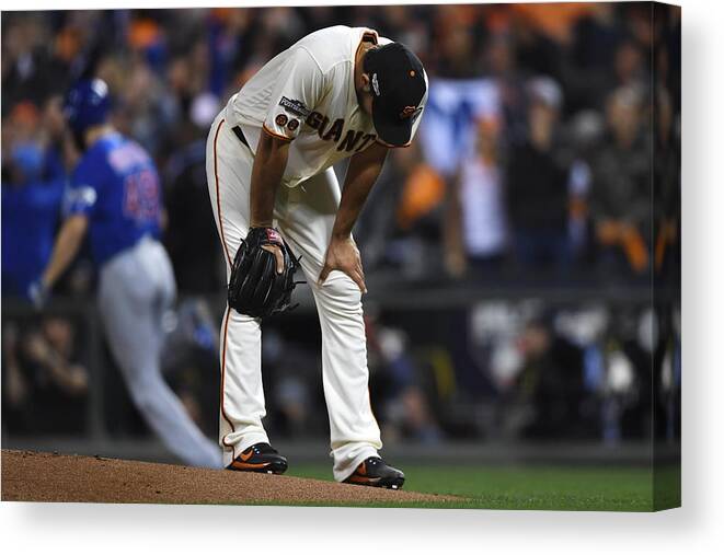 California Canvas Print featuring the photograph Madison Bumgarner and Jake Arrieta by Thearon W. Henderson