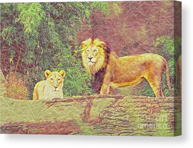 Animal Canvas Print featuring the mixed media Majestic Couple by Bentley Davis