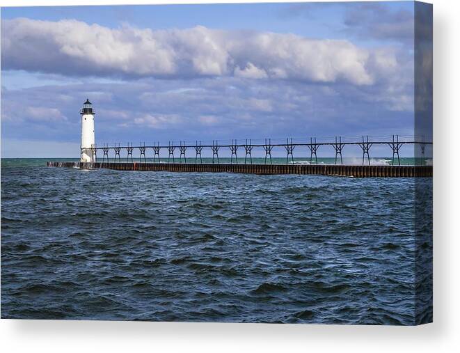 Northernmichigan Canvas Print featuring the photograph Manistee Michigan Lighthouse IMG_4048 HRes by Michael Thomas