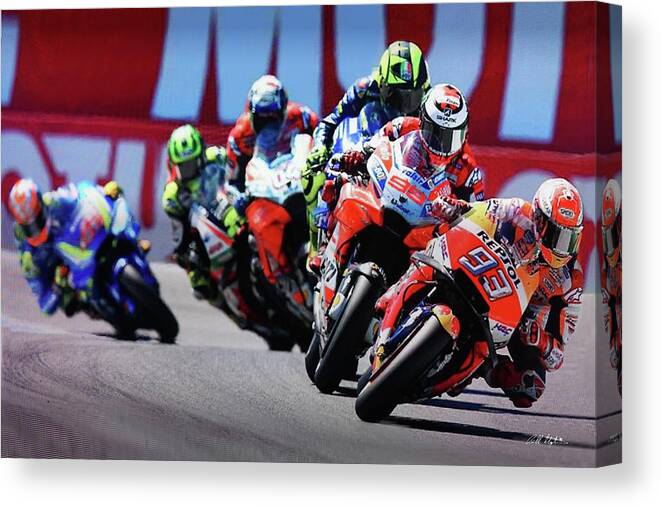 Marc Marquez Canvas Print featuring the digital art Marc by Bill Stephens