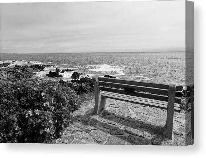 Maine Canvas Print featuring the photograph Marginal Way BW by Patricia Caron