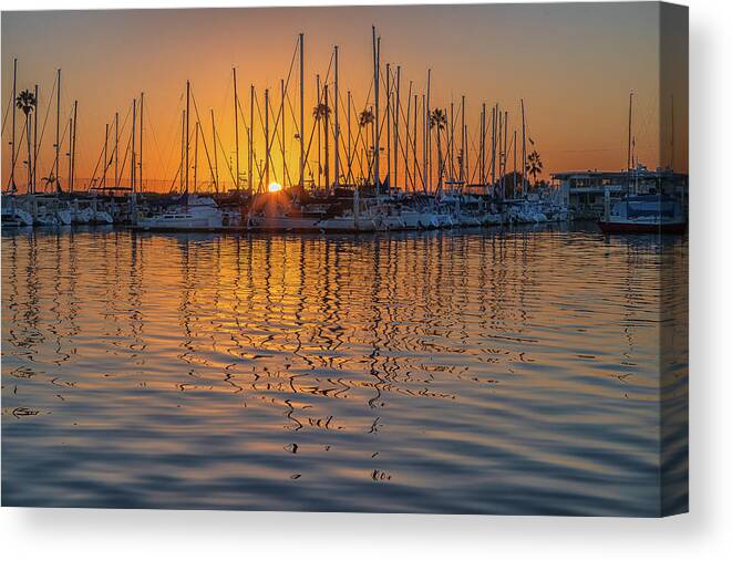 Sunset Canvas Print featuring the photograph Marina at Sunset by Alison Frank