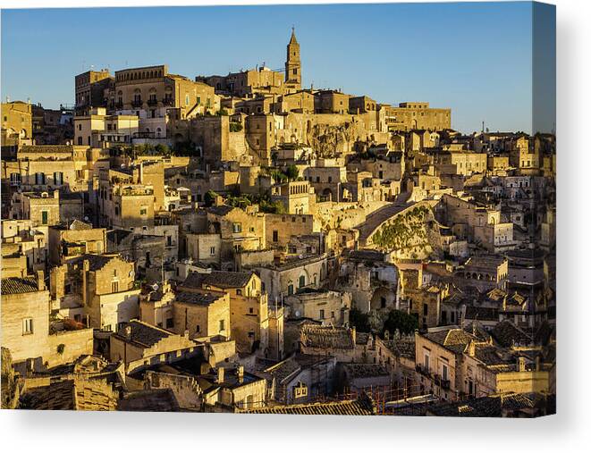 Matera Canvas Print featuring the photograph Matera In The Morning Sun by Elvira Peretsman