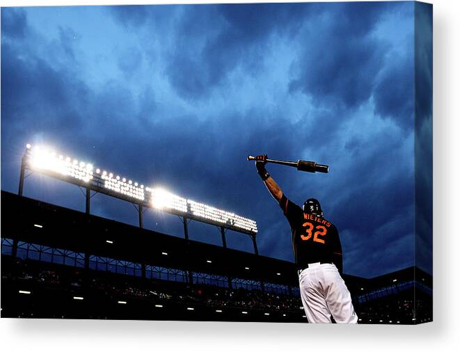 American League Baseball Canvas Print featuring the photograph Matt Wieters by Patrick Smith