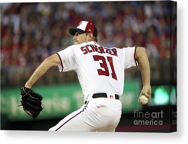 Three Quarter Length Canvas Print featuring the photograph Max Scherzer by Patrick Smith