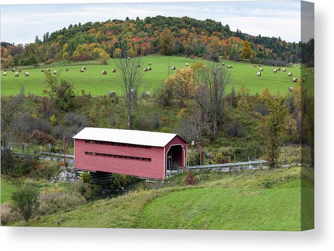 Agriculture Canvas Print featuring the photograph Meech Creek Valley Covered Bridge by Michael Russell