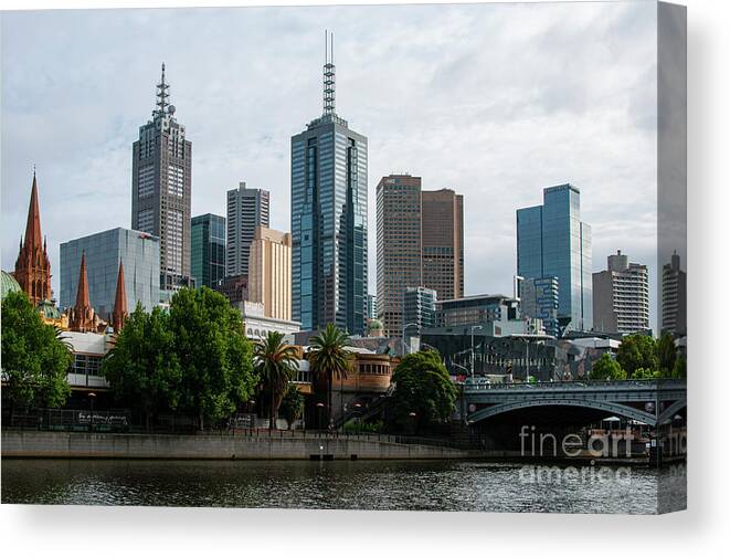 Melbourne Canvas Print featuring the photograph Melbourne Skyline by Bob Phillips