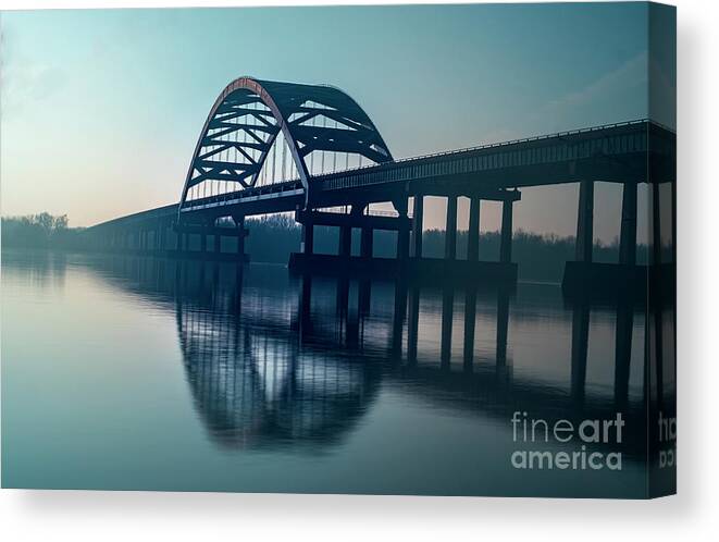 Memorial Canvas Print featuring the photograph Memorial Bridge on Mississippi by Sandra J's