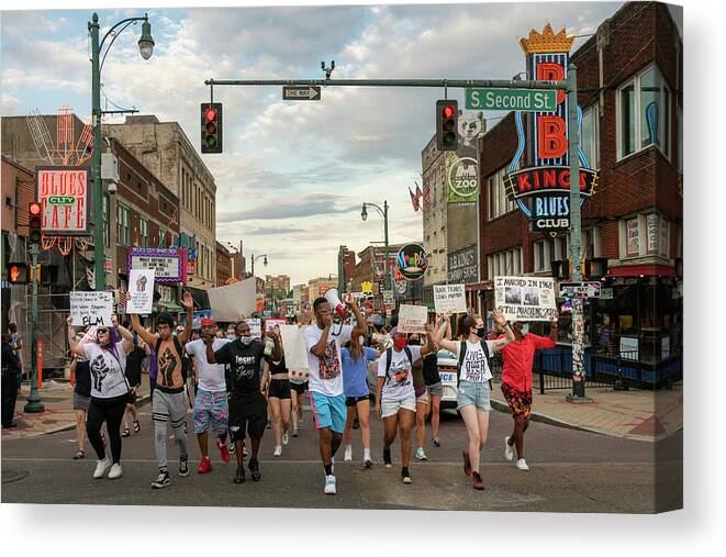 Bluff City Canvas Print featuring the photograph Memphis Protests by Darrell DeRosia