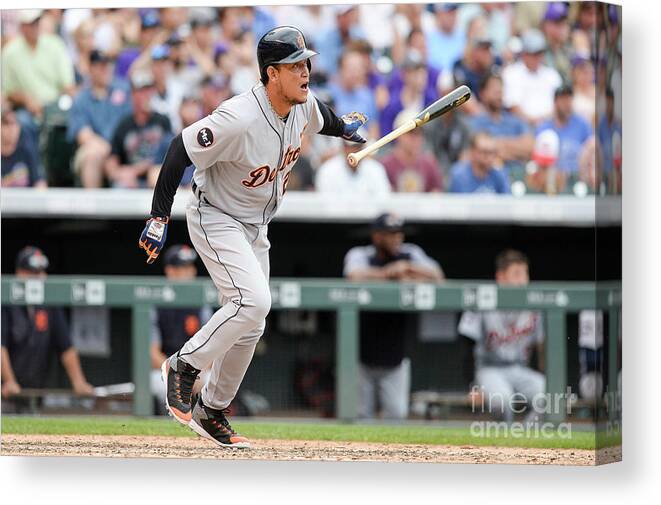 Double Play Canvas Print featuring the photograph Miguel Cabrera by Dustin Bradford