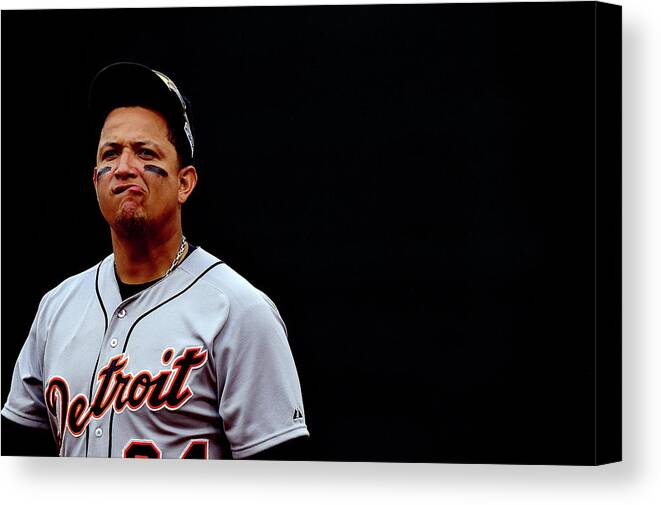 Game Two Canvas Print featuring the photograph Miguel Cabrera by Patrick Smith