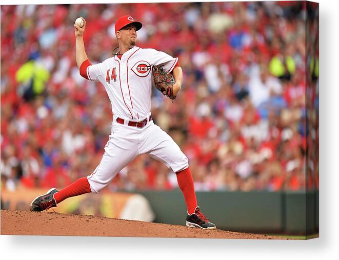 Great American Ball Park Canvas Print featuring the photograph Mike Leake by Jamie Sabau