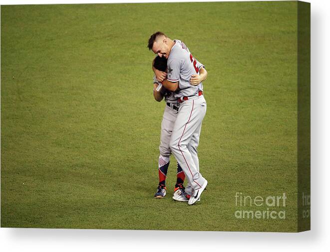 People Canvas Print featuring the photograph Mike Trout by Patrick Mcdermott