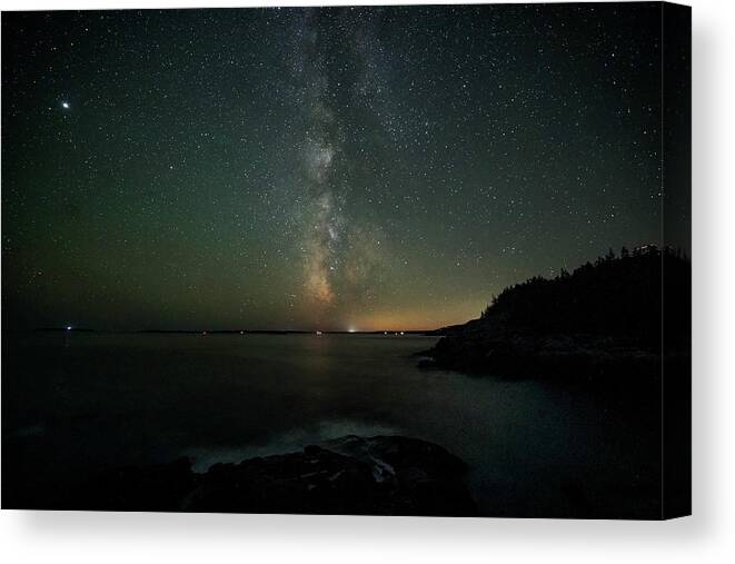 Acadia Canvas Print featuring the photograph Milky Way over Acadia by GeeLeesa