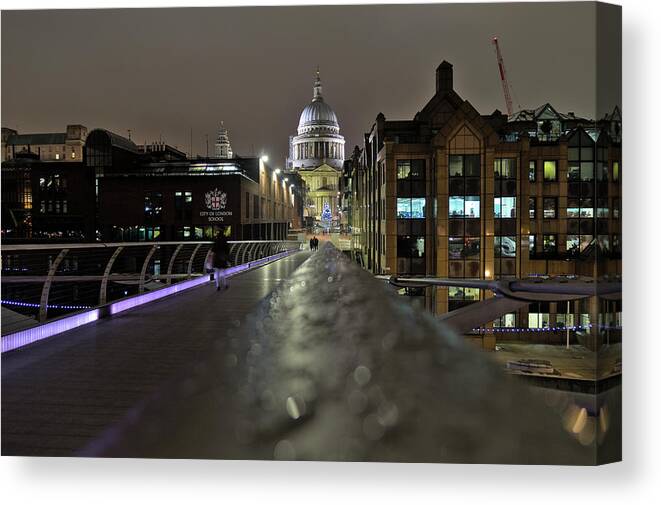 Millennium Bridge Canvas Print featuring the photograph Millennium bridge and St Pauls Cathedral view in London by Angelo DeVal
