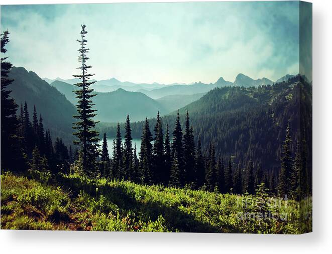 Mountains Canvas Print featuring the photograph Misty Mountains by Sylvia Cook
