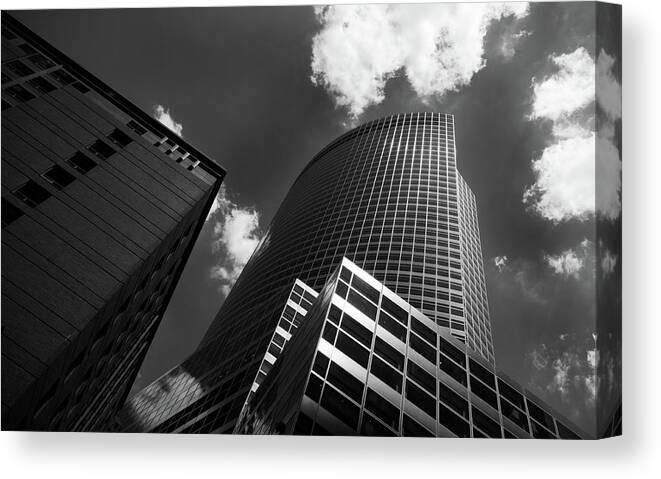 Architecture Canvas Print featuring the photograph Modern Architecture cloudy Sky by Michalakis Ppalis