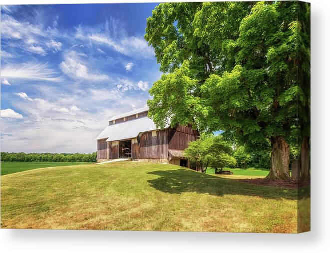 Barn Canvas Print featuring the photograph Monitor Bank Barn - Parke County, IN by Susan Rissi Tregoning