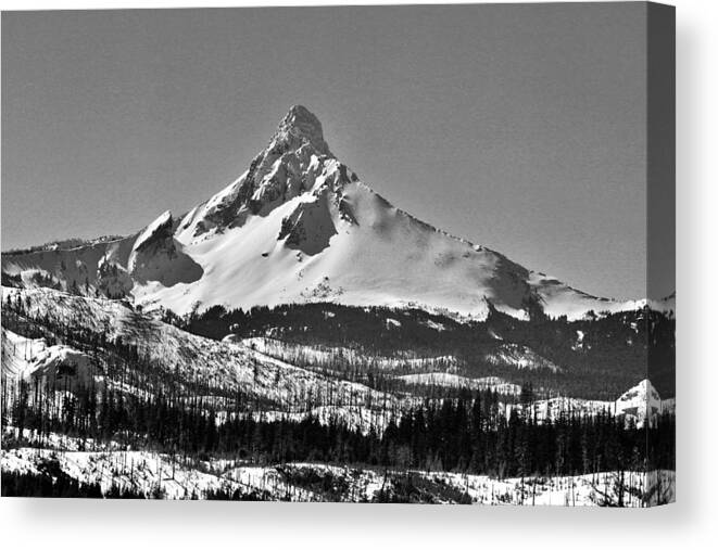 Snow Canvas Print featuring the photograph Monochrome, Mt Washington in winter snow by Brent Bunch