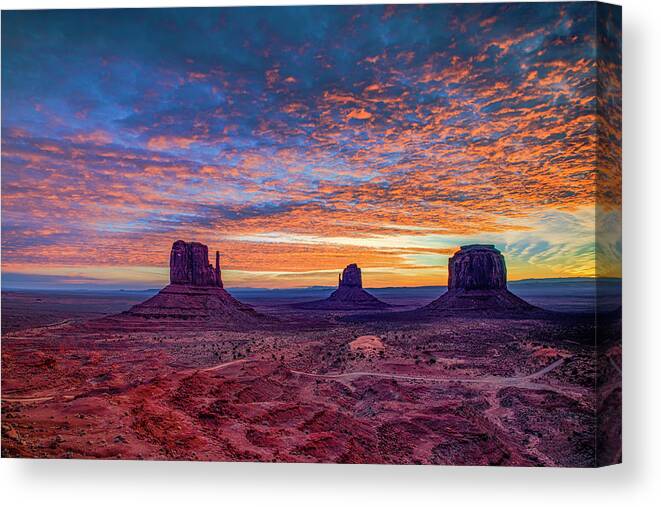 American Canvas Print featuring the photograph Monument Valley Sunrise by Andy Crawford