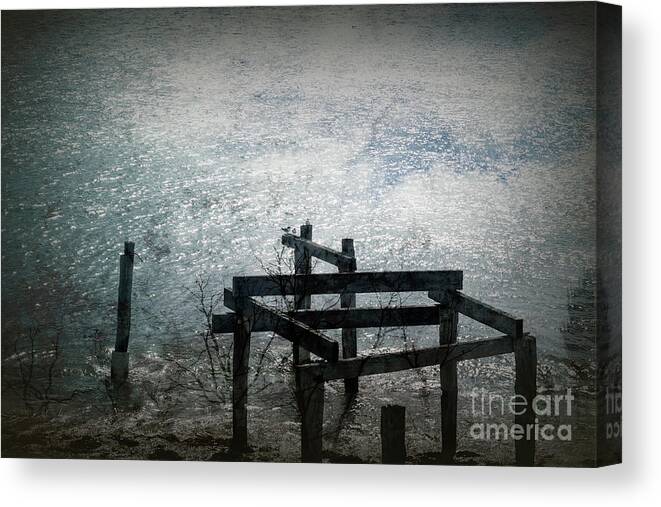 Photo Manipulation Canvas Print featuring the photograph Moody Waters by Elaine Teague