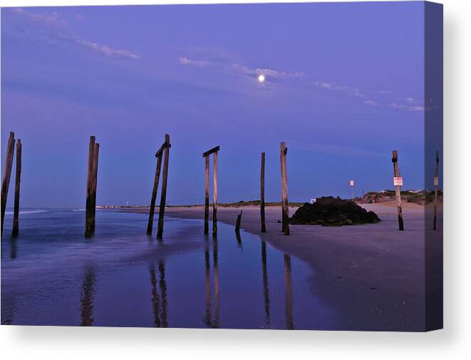 59th Pier Canvas Print featuring the photograph Moon Light Piers by Louis Dallara