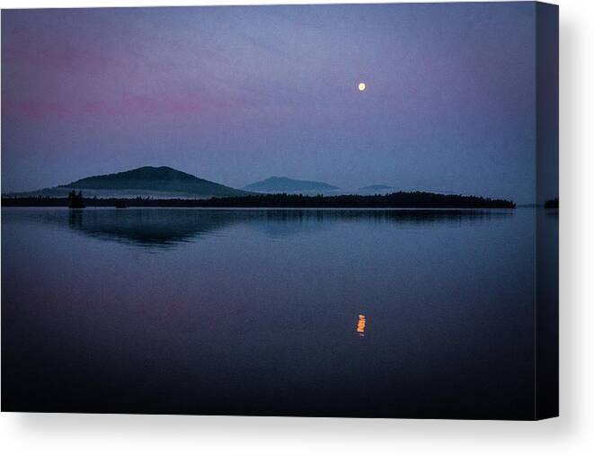 Moon Canvas Print featuring the photograph Moon Over Mountain by Norman Reid